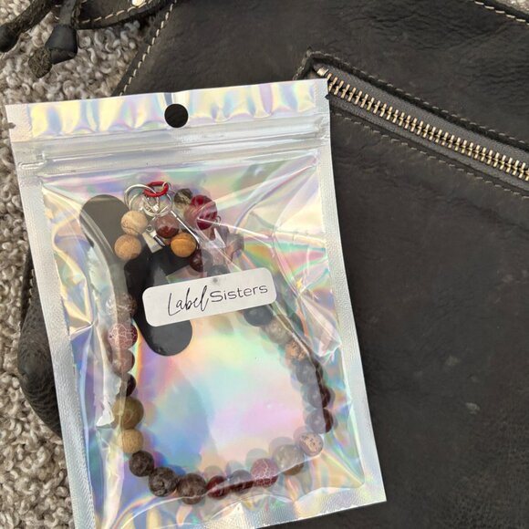 BUNDLE - Real Stone Cell Phone Bracelets/Purse Jewelry WITH ROOTS Edie Grey Bag - Picture 2 of 13